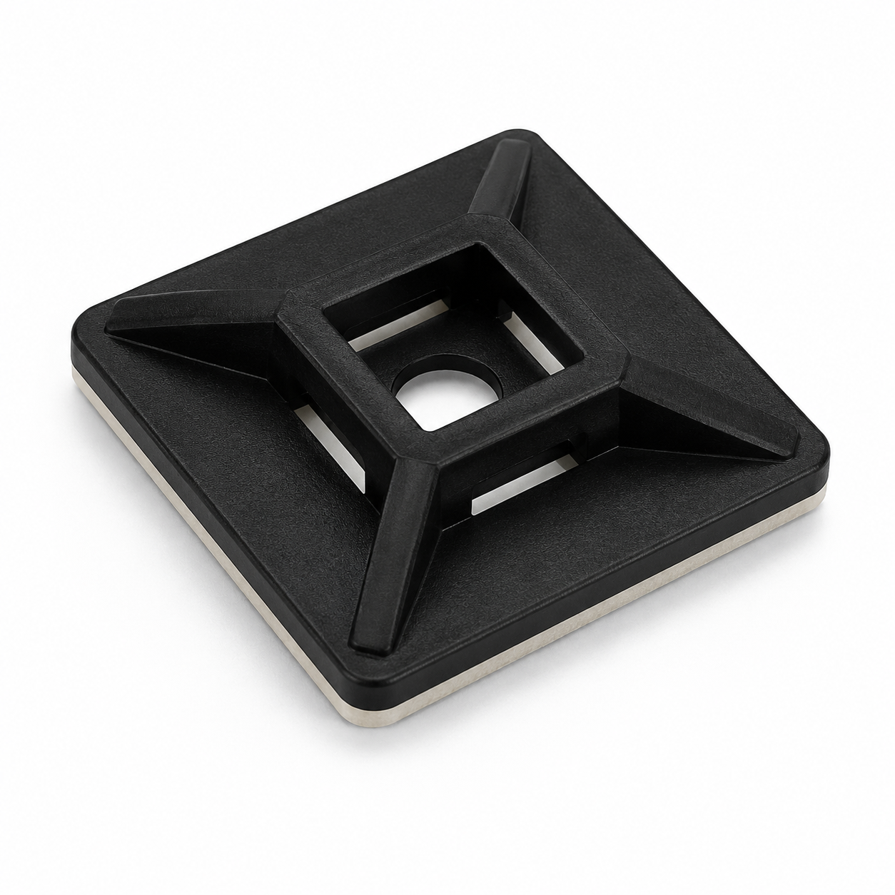 40mm x 40mm Self-Adhesive Cable Tie Mounts – Black