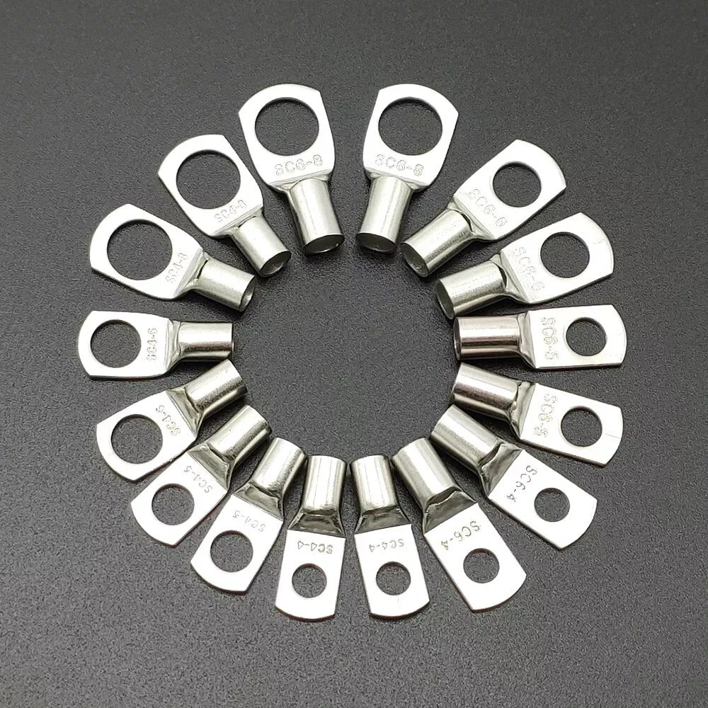 Uninsulated Tubular Ring Terminal, M8 Stud Size to 25mm² Wire Size