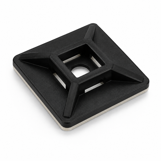 40mm x 40mm Self-Adhesive Cable Tie Mounts –  Black